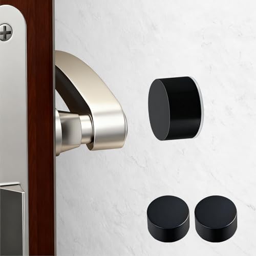 Door Stoppers – Versatile Wall & Cabinet Door Bumpers, No Drill Adhesive or Screw Mount, Premium Rubber, Dual Color Options, Sleek Design for Home and Office (2 Piece in Black) - color: 2 Piece in black