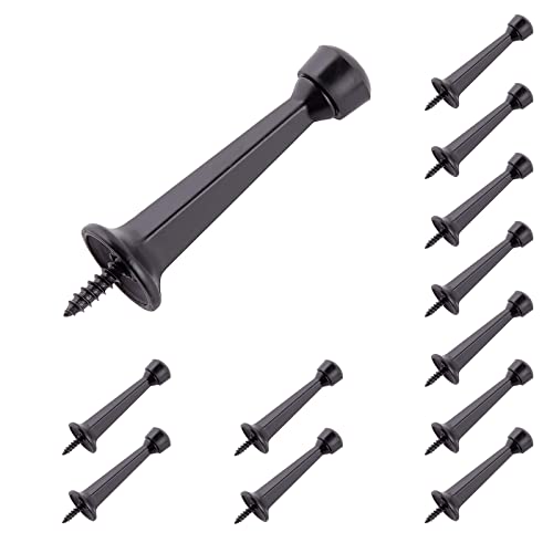 HOME MASTER HARDWARE 12-Pack Heavy Duty Solid Rigid Door Stop - 3" Door Stopper with Matte Black Finish and Plastics Tip for Wall and Door Protection - color: Black, size: 12 Pack