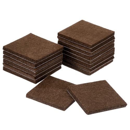uxcell Furniture Pads, 16Pcs 2" - Square Self Adhesive Felt Furniture Pads, Floor Protectors for Furniture Feet Chairs Legs Hardwood Floors (Brown) - color: Brown, size: 2"