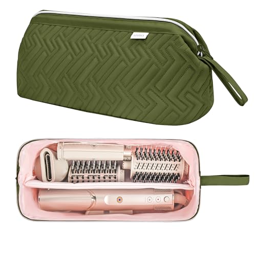 Leudes Hair Tools Travel Bag for Shark Flexstyle Carrying Case Portable Shark Hair Air Wrap Dryer Case Waterproof Dustproof Flat Curling Iron Travel Organizer (Army Green) - color: Army Green, size: 467.17 cubic inches
