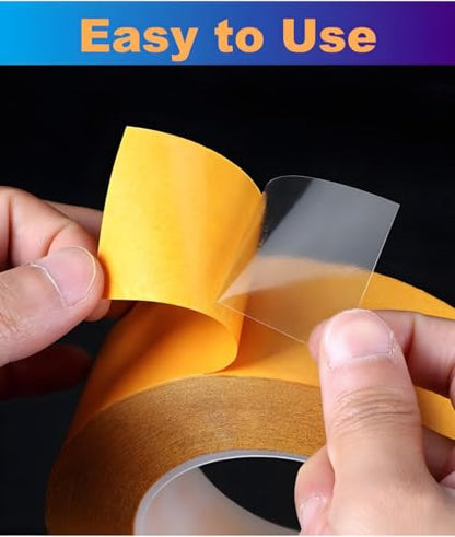 Ultra-Thin Clear Double Sided Tape Heavy Duty 2-Inch x 50 Feet Two Sides Strong Stick Mounting Adhesive Tape for Arts & Crafts, Fix Carpet, Women Clothes, Woodworking, Anti Cat Scratch, Sewing Project - size: 2Inch x 50 Feet
