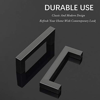 KNOBWELL 6 Pack 3-1/2 inch Black Kitchen Cabinet Door Handles, Stainless Steel T Bar Dresser Drawer Pulls - Hole Centers 3.5 inch(90mm), Overall Length 4 inch - color: Matte Black, size: Hole Center:3-1/2 inch(90mm)