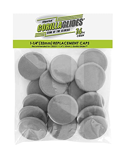 GorillaGlides CB324 Replacement Slider Cap Inserts for GorillaGlides Model CB323 1-1/4 Inch Plastic Glides (16 Pack) Snap in - size: 1-1/4 Inch