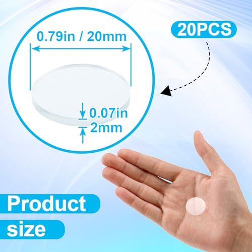20 PCS Glass Table Top Anti Slip Pads, 0.8" Non-Adhesive Clear Rubber Bumpers Round Table Protector Grippers to Keep Furniture Cabinet Door from Sliding