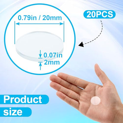20 PCS Glass Table Top Anti Slip Pads, 0.8" Non-Adhesive Clear Rubber Bumpers Round Table Protector Grippers to Keep Furniture Cabinet Door from Sliding