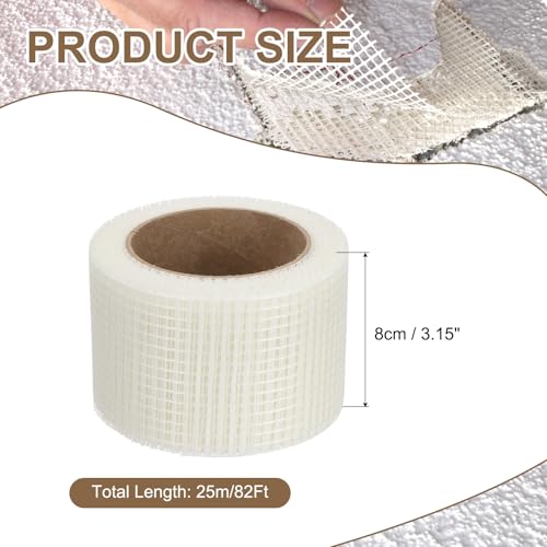 PATIKIL Drywall Repair Mesh Tape, 3 inch x 82 ft Fiberglass Repair Patch Self-Adhesive Dry Wall Joint Tape 6 Mesh Wall Hole Crack and Seam Patch, White - size: 3 Inch X 82 Feet