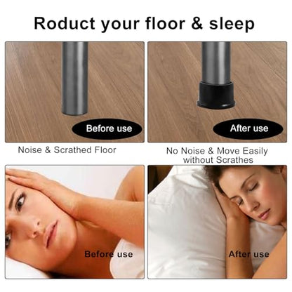 4Pcs Round Black Rubber Furniture Leg Caps, 2 Inch (50mm) Table Chair Leg Tips Caps, Floor Protectors - size: 2 Inch