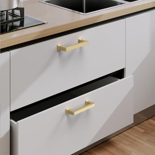 9Build Cabinet Hardware 10 Pack - 3.75 Inch Gold Cabinet Pulls and Handles for Cabinets - color: Gold, size: 3.75"/96MM Hole Center, style: 10 Pack