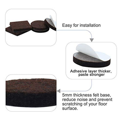 uxcell 24pcs Furniture Pads Round 1 1/2" Dia Self-stick Non-slip Anti-scratch Felt Pads Floors Protector Dark Brown