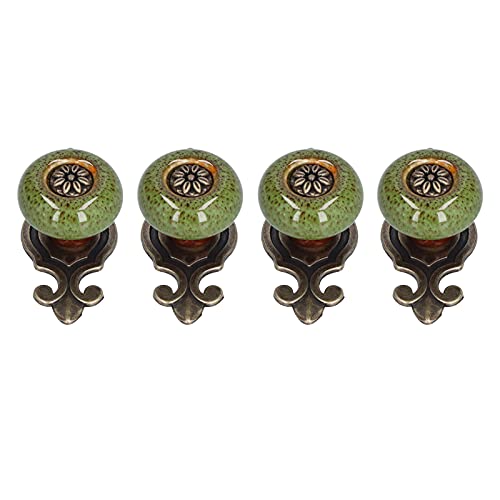 4 Set Zinc Alloy Round Cabinet Knob Drawer Pull Handle Green for Furniture Wardrobe Bathroom Hardware