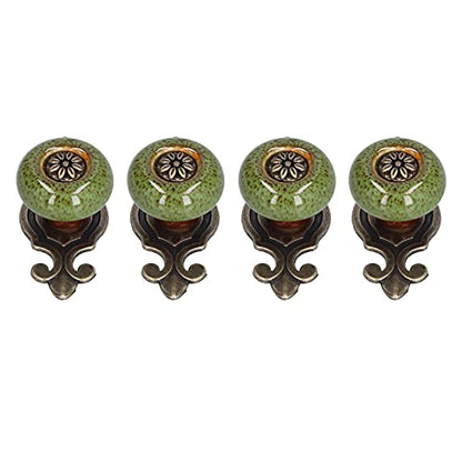 4 Set Zinc Alloy Round Cabinet Knob Drawer Pull Handle Green for Furniture Wardrobe Bathroom Hardware