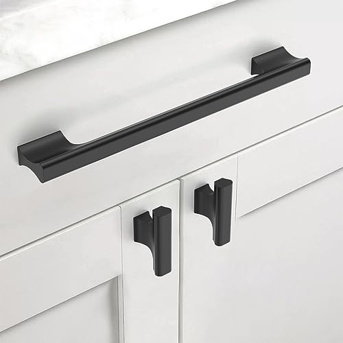Asidrama 10 Pack 7 Inch(177mm) Matte Black Kitchen Cabinet Handles, Cabinet Pulls Kitchen Cabinet Hardware Cupboard Handles Drawer Pulls - color: Matte Black, size: 7" Hole Center(177mm), style: 10 Pack