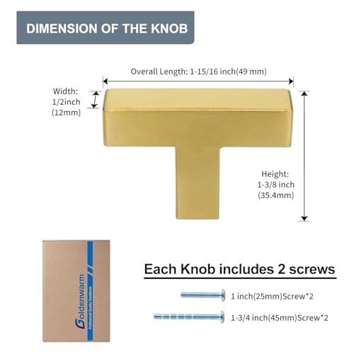 Goldenwarm 5 Pack Gold Cabinet Knobs Kitchen Cabinet Handles Brushed Gold Drawer Pulls and Knobs for Dresser Bathroom Cupboard - color: Gold, size: Single Hole