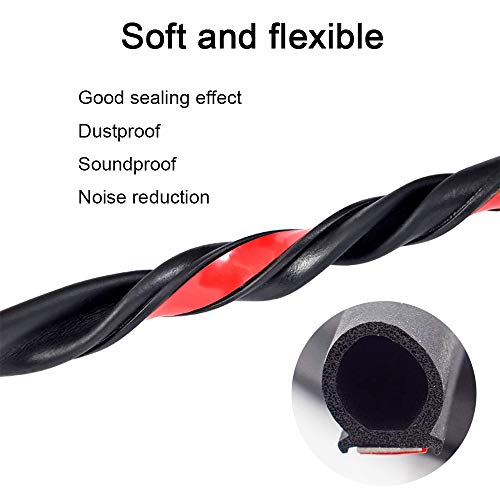 Storystore Universal Automotive Car Door Seal Strip D-Shape Self-Adhesive Weather Stripping for Car Truck Door Window Soundproof Noise Insulation Sealing (11/20" (W) x 11/20" (T) x 19.7' (L)) - size: 11/20" (W) x 11/20" (T) x 19.7' (L)
