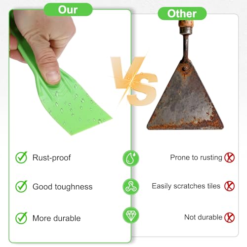 HARFINGTON 6pcs Putty Scraper Set Plastic Flexible Putty Knives Disposable Paint Spreader Cleaner Tool for Spackling, Patching Painting Repairing, Green - color: Green