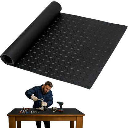 48" x 17" Work Bench Mat, Non-Slip Textured PVC Bench Pad, Enhanced 2 mm Thick Scratch-Resistant Tool Bench Liner for Woodworking, DIY, Garage & Tabletop Protection