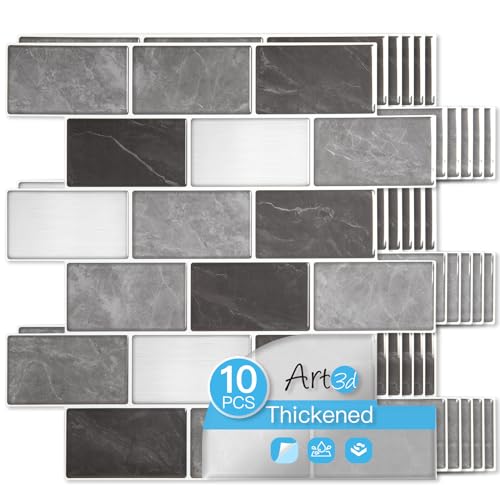 Art3d Peel and Stick Granite Wall Tiles – 12"x12" Thicker Design Backsplash, Self-Adhesive Tile for Kitchen & Bathroom Decor - color: Granite