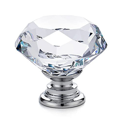 Ravinte 5 Pack Crystal Drawer Knobs - Glass Cabinet Knobs, Diamond Shaped, 30 mm with Silver Base - color: Silver