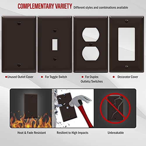 ENERLITES Blank Device Wall Plate, Gloss Finish, Standard Size 1-Gang 4.50" x 2.76", Polycarbonate Thermoplastic, 8801-BR, Brown - color: Brown, size: With Screws