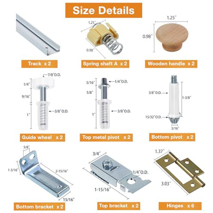 Bifold Door Hardware Kit, 2-Pack 36-Inch Bi-fold Closet Door Track Kit Bifold Closet Door Hardware Kit Folding Door Hardware Repair Replacement Tool Kit - size: 36 Inch