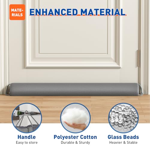 MAGZO Door Draft Stopper 36 Inches, Weighted Triangular Door Snake for Winter Noise Blocker with Hook Loops,Gray - size: 36 inches