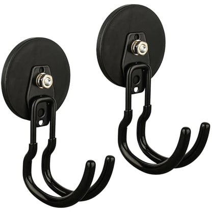 MUTUACTOR Updatde Magnetic Hooks,40lbs 2Packs Strong Magnetic Hooks Heavy Duty,Anti-Scratch Heavy Duty Double Metal J-Hook for Organizing Cordless Impact Drivers Trailer Cord Garden Shovel Tool Box - style: Updated 3.46in Magnet J Black Hooks 2PCS
