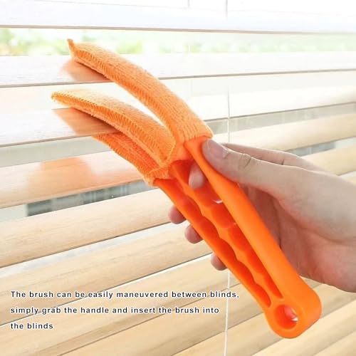 4 PCS Blind Cleaner Duster Tool, 7 Finger Handheld Window Shutters Duster with 3 Arm Cleaner Brush, Washable Mini Blinds Dust Cleaning Tools for Car Air Conditioner Vent - color: 4 Pcs
