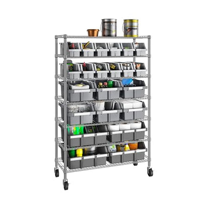 Seville Classics Commerical Grade NSF-Certified Bin Rack Storage Steel Wire Shelving System - 22 Bins - Gray - color: Gray, size: 22 Bin