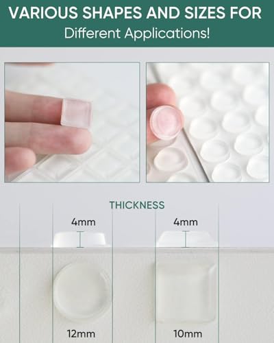 ONUEMP 164pcs Cabinet Door Bumpers Clear, Adhesive Rubber Feet Silicone, Sound Dampening Door Slam Stopper Non Slip Furniture Pads Wall Protector for Cutting Board, Drawers, Glass Cabinet - size: 164PCS