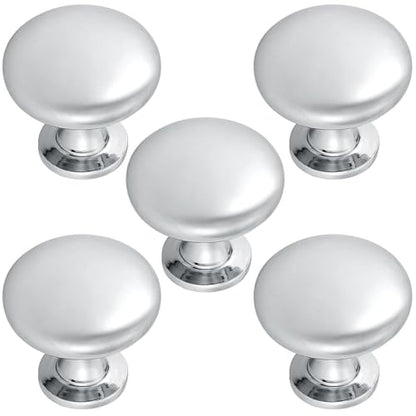 Probrico 5 Pack Polished Chrome Cabinet Knobs Hardware,Furniture Round Knobs,1-3/16 inch(29.5mm) Diameter Kitchen Pull Knobs - color: Polished Chrome
