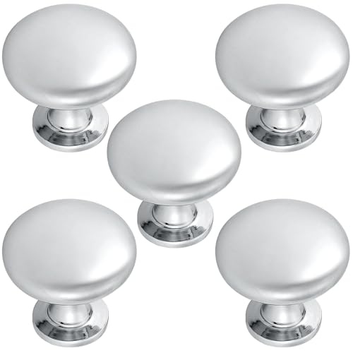 Probrico 5 Pack Polished Chrome Cabinet Knobs Hardware,Furniture Round Knobs,1-3/16 inch(29.5mm) Diameter Kitchen Pull Knobs - color: Polished Chrome