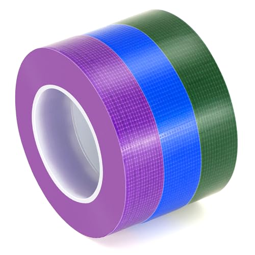 3 Rolls Colored Duct Tape, Multi Use Water Pipe Waterproof, Color Coding, Multifunctional Tape for Handicrafts and Art, No Residue, Easy to Tear By Hand, Great for Packaging. - color: Blue+Green+Purple