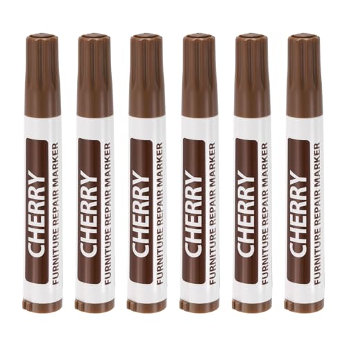 uxcell Furniture Repair Wood Markers, 6 Pcs Cherry Touch Up Filler Sticks, Oil Based Paint Markers for Scratches, Wood Floors, Tables, Cabinet, Carpenters, Cover Ups - color: Cherry