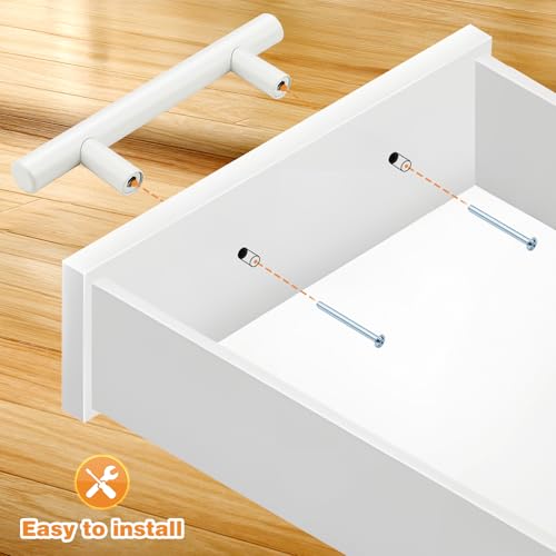 Probrico 5 Pack| White Cabinet Pulls 5 Inch T Bar Euro Style Handles Kitchen Cupboard Stainless Steel Modern Cabinet Hardware - color: White, size: hole center 5"