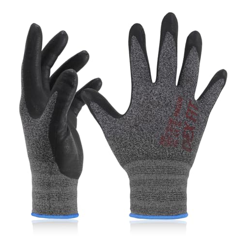 DEX FIT Nitrile Work Gloves FN330, 3D-Comfort Stretchy Fit, Firm Grip, Thin & Lightweight, Touch-Screen Compatible, Durable, Breathable & Cool, Machine Washable; Black Grey XS (6) - color: Blackgrey, size: X-Small(1 Pair)