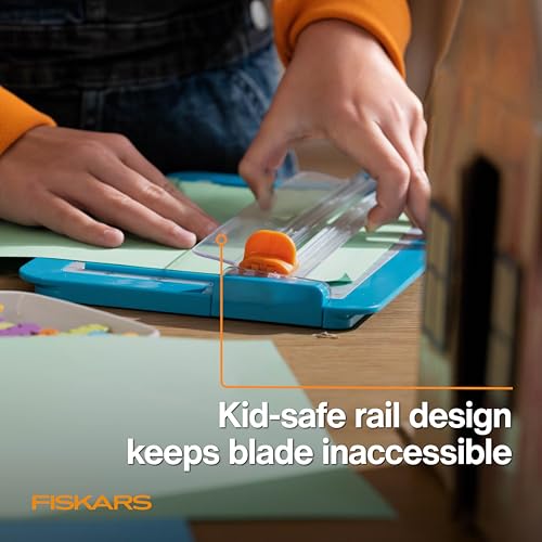 Fiskars Kids Junior Paper Trimmer – Turquoise Safe and Easy Paper Cutter for Crafting and School Projects 7 x 11.5 Inches - style: Jr Paper Trimmer