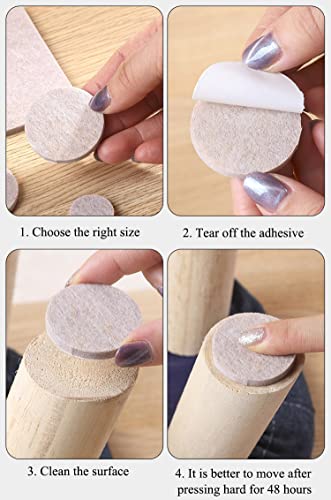 AKOAK 50 Pieces 3/4-Inch Furniture Round Felt Pads, Self-Adhesive,to Protect The Furniture and Floors,Beige