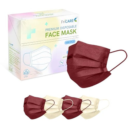 FriCARE Face Masks Disposable for Adults, 4 Ply ASTM Level 3, Individually Wrapped Mask for Allergy Protection, 100 Pack, Autumn Spice - color: Autumn Spice