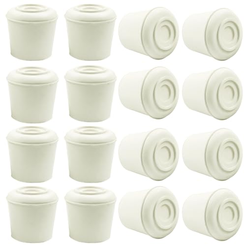 16pcs 1 Inch Round Chair Leg Tips Caps, Non-Slip Rubber Chair Leg Floor Protectors, White Furniture Leg Caps Fit for 0.94"-1" (24-25mm) Diameter Round Feet - size: 1 Inch-White
