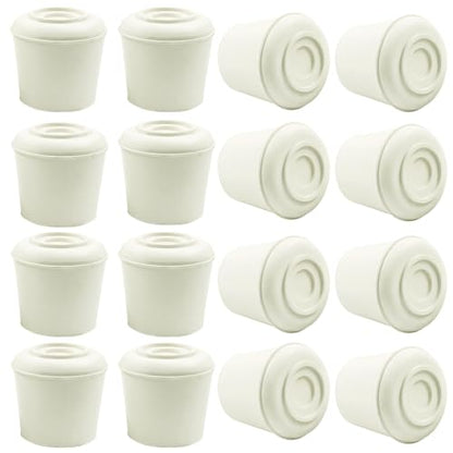 16pcs 1 Inch Round Chair Leg Tips Caps, Non-Slip Rubber Chair Leg Floor Protectors, White Furniture Leg Caps Fit for 0.94"-1" (24-25mm) Diameter Round Feet - size: 1 Inch-White
