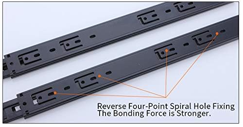 Drawer Slides 14 Inch Ball Bearing Full Extension 3 Section Slide Track Mounting Drawer Runners Slider for Cabinet Home Furniture, 2 Pack(Black 14 Inch) - size: 14 Inch