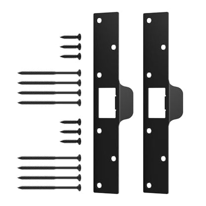 U 9476 Extra Long Door Strike Plate for Repairing Damaged Door Frame, Security Strike Plate for Interior & Exterior Doors, 1-1/4” x 7-7/8” Door Strike Plate Repair Kit Black Heavy Duty Stainless Steel
