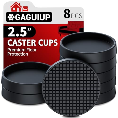 Furniture Coasters, 8PCS 2.5" Furniture Caster Cups for Hardwood Floors, Rubber Furniture Pads Non Slip Furniture Grippers, Bed Couch Stoppers to Prevent Sliding - Protect All Types of Flooring, Black - size: 2.5" 8pcs Black