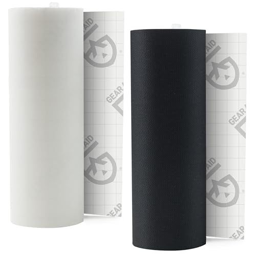 GEAR AID Tenacious Tape 3” x 20” Fabric and Vinyl Gear Repair Tape, Fix Holes and Rips in Puffy Jackets, Rain Gear, Tents, Sleeping Bags and Outdoor Equipment, Black/Clear, 2 Rolls - color: Black/Clear, style: 3" × 20" (2 Rolls)