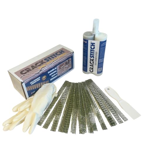 CrackStitch 15pk Concrete Crack Repair Kit|DIY Foundation Crack Repair|Basements, Garages, Pools, Floors, Wall & Block|Carbon Fiber/Kevlar Concrete Reinforcement