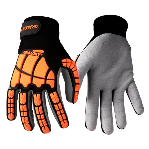 Safety Work Gloves for Men Women, Impact Work Gloves, Cut Resistant Gloves with TPR, Touchscreen Nitrile Grip Gloves - color: Red, size: Small