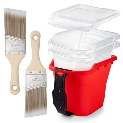 Mister Rui Paint Brushes, Paint Cup with Paint Bucket Liners, 2 Inch Paint Brush, Professional Paint Brush Set for Smooth Finish, Wall, Furniture, Trim - size: 1PCS, 2" Short, Red Paint Cup