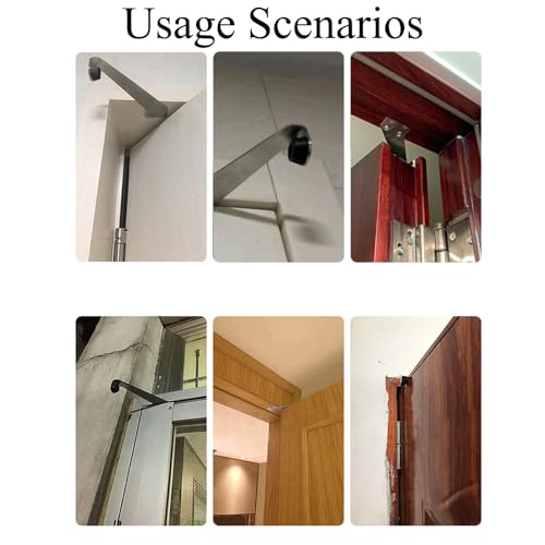 TopHomer 2 Pcs Over Head Door Stop, 90 Degree Door Stop, Stainless Steel Door Stop, Wall Mount Door Holder Stop, with Buffer Sound Dampening Rubber (Left/Right)
