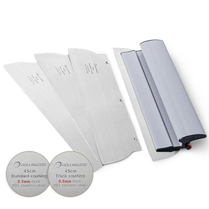 ROLLINGDOG 18 Inch Skimming Blade - 2pcs 0.5mm and 2pc 0.3mm Stainless Steel, Finishing Tools for Smoothing Wall and Ceiling - size: 18" Skimming Blade