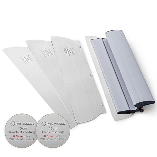 ROLLINGDOG 18 Inch Skimming Blade - 2pcs 0.5mm and 2pc 0.3mm Stainless Steel, Finishing Tools for Smoothing Wall and Ceiling - size: 18" Skimming Blade